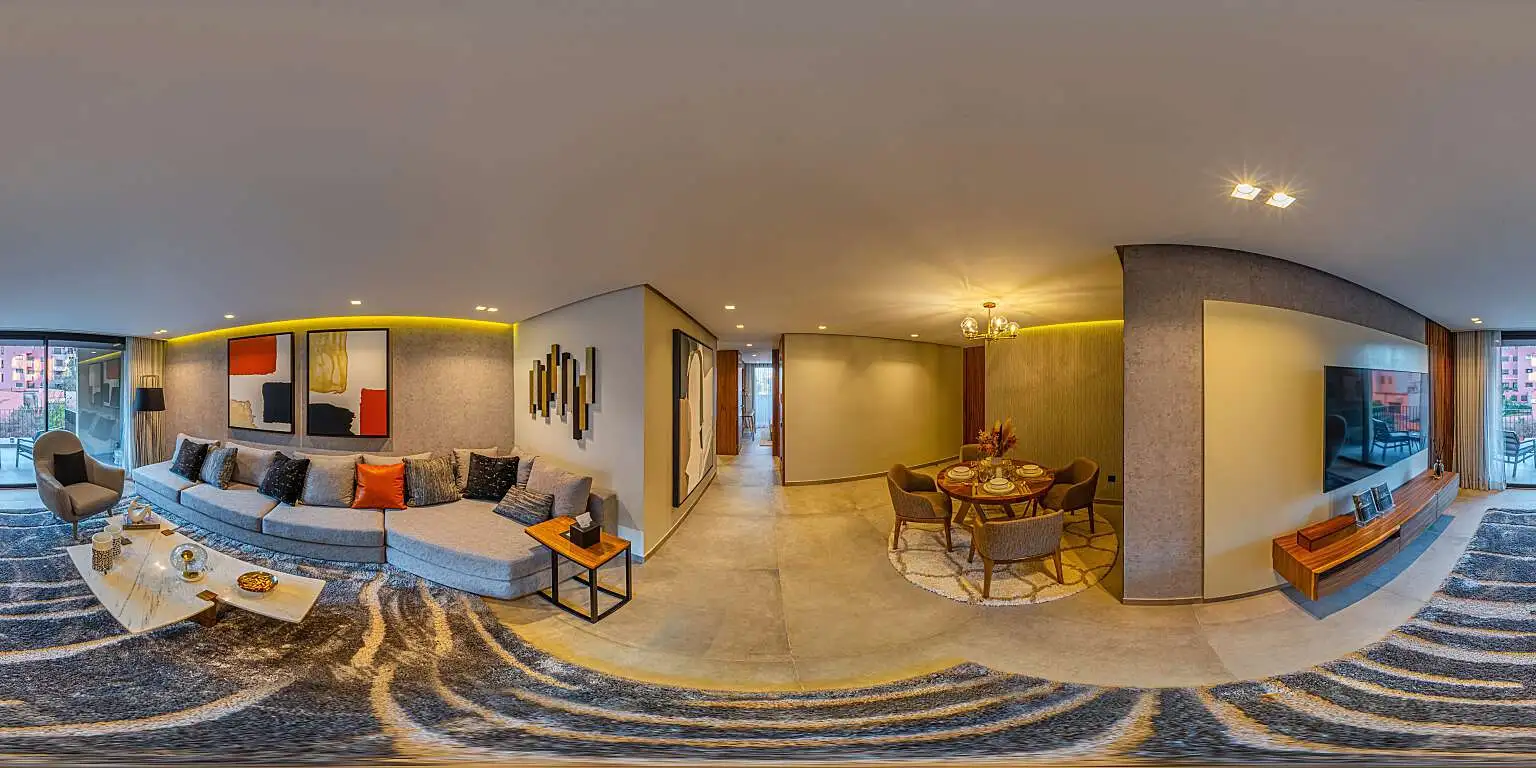 360° virtual tour of the Victor Hugo project model apartment in Casablanca — living and dining room