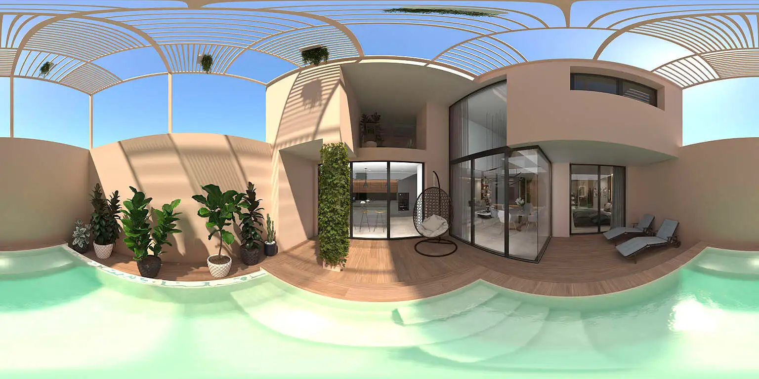 360° virtual tour of the Victor Hugo project duplex in Casablanca — terrace and pool