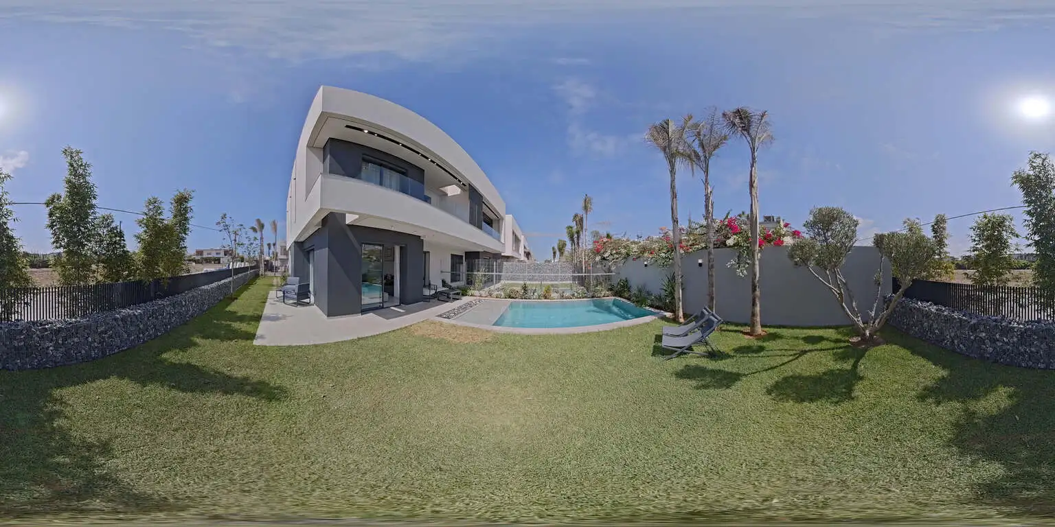 360° virtual tour of the Platinia Océane model villa in Casablanca — pool and garden